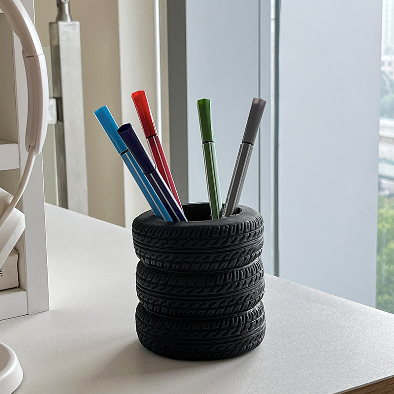 Tire Shape Desk Pen Holder Organizer