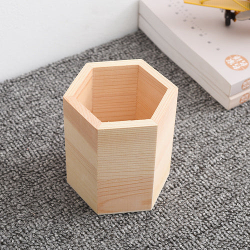 Creative Wooden Desk Pen Holder Organizer