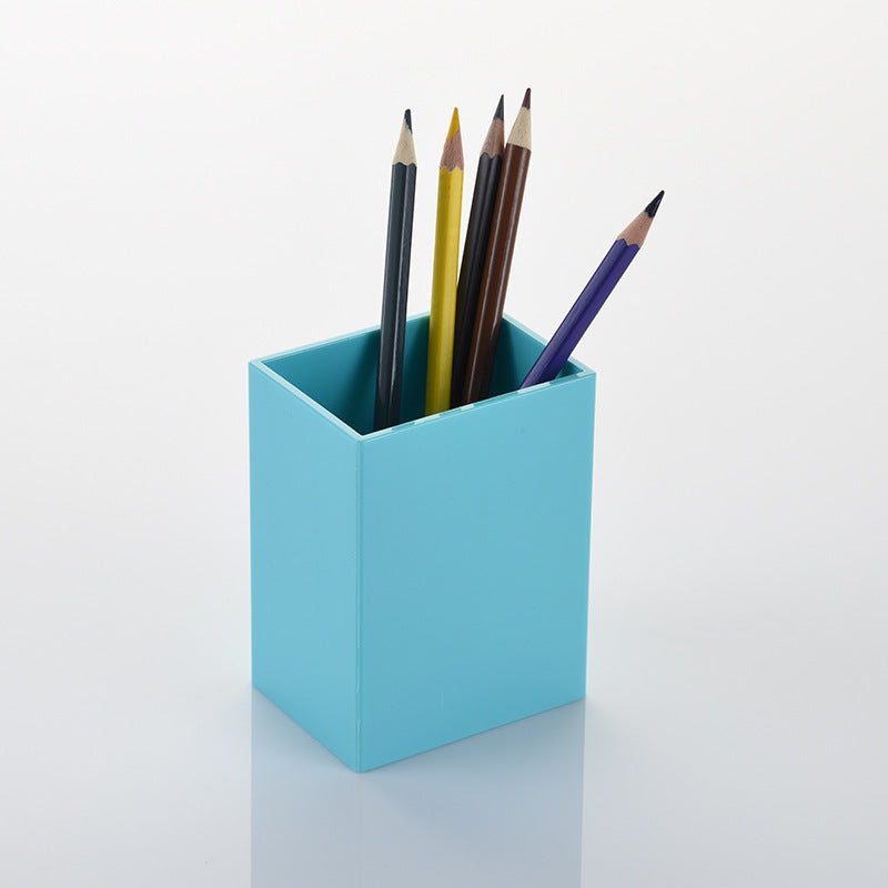 Minimalist Square Plastic Desk Pen Holder Organizer